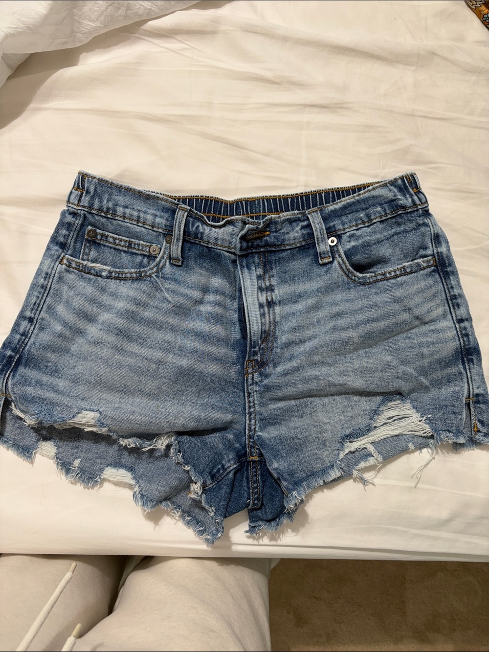aerie Light Blue Distressed Denim Jean Shorts